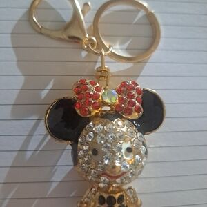 Minnie Mouse Keychain with Red Bow